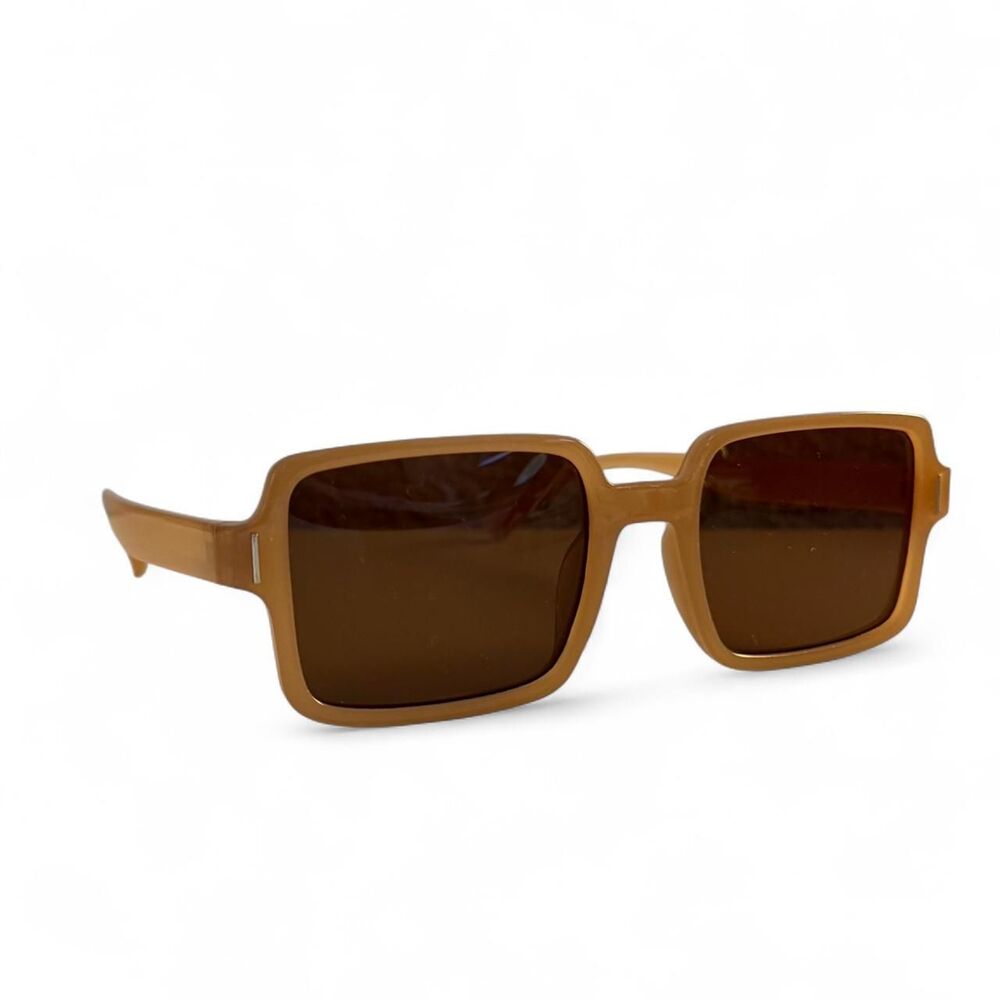 Light Peach Square Sunglasses with Orange Tint